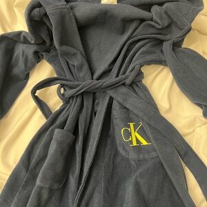 Calvin Klein Navy Robe with Hood GUC